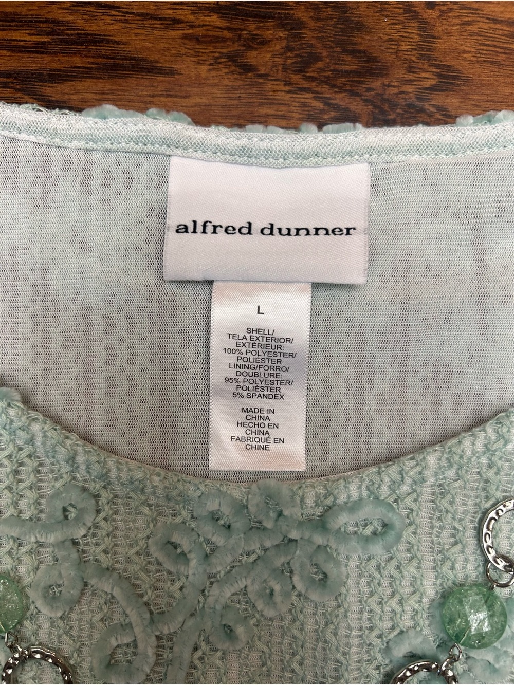 Alfred Dunner Mint Green Embroidered Knit Top - Picture 4 of 9